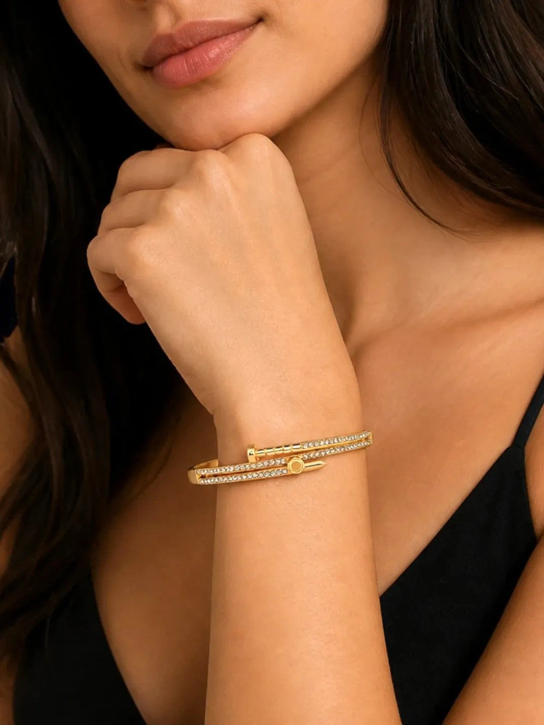 Gold Plated Anti Tarnish CZ Clover Shape Bracelet