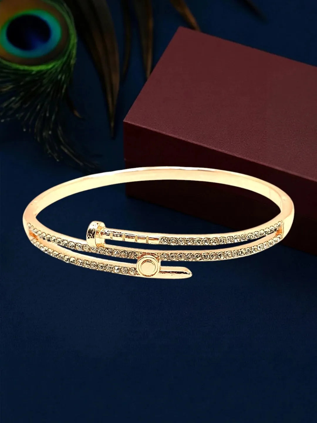 Gold Plated Anti Tarnish CZ Clover Cut Out Bracelet