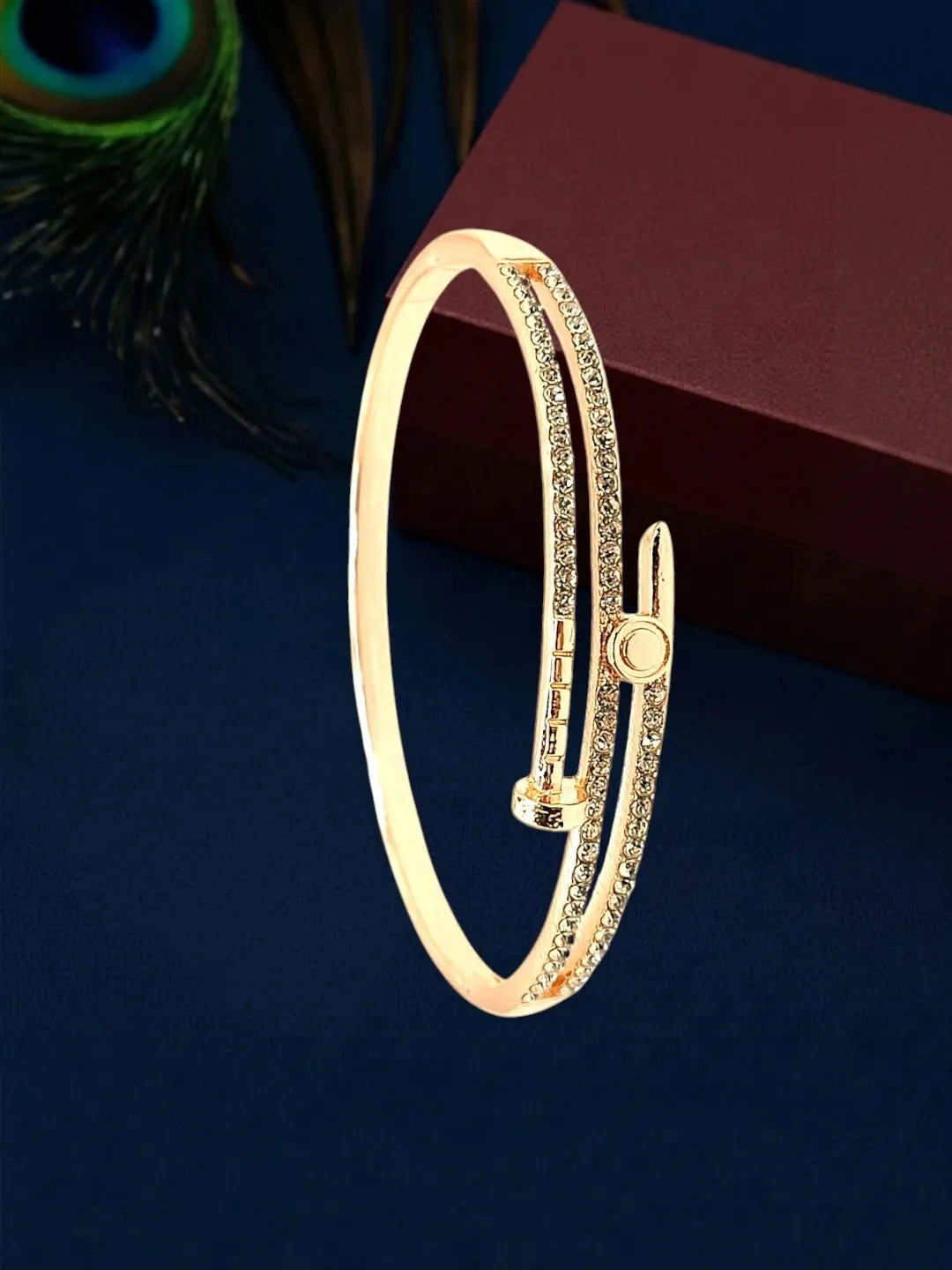 Gold Plated Anti Tarnish CZ Clover Cut Out Bracelet