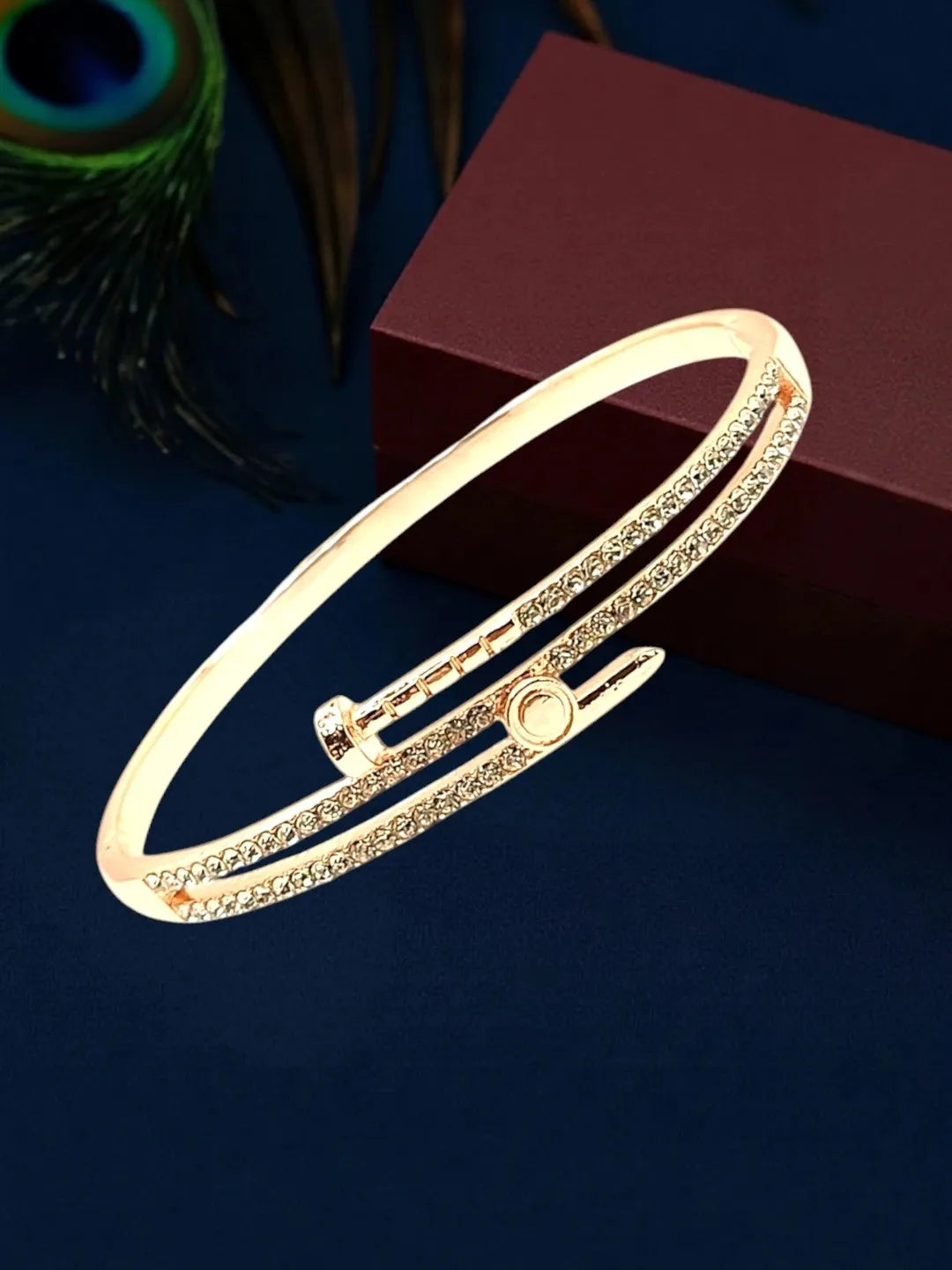 Gold Plated Anti Tarnish CZ Clover Cut Out Bracelet