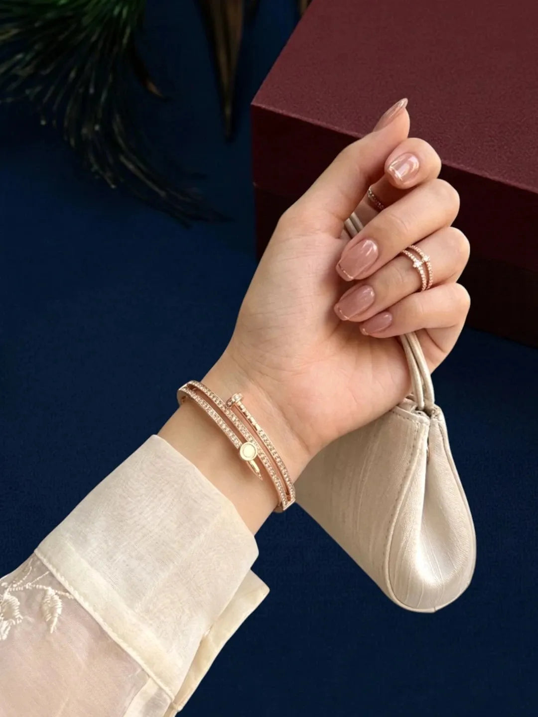 Gold Plated Anti Tarnish CZ Clover Cut Out Bracelet