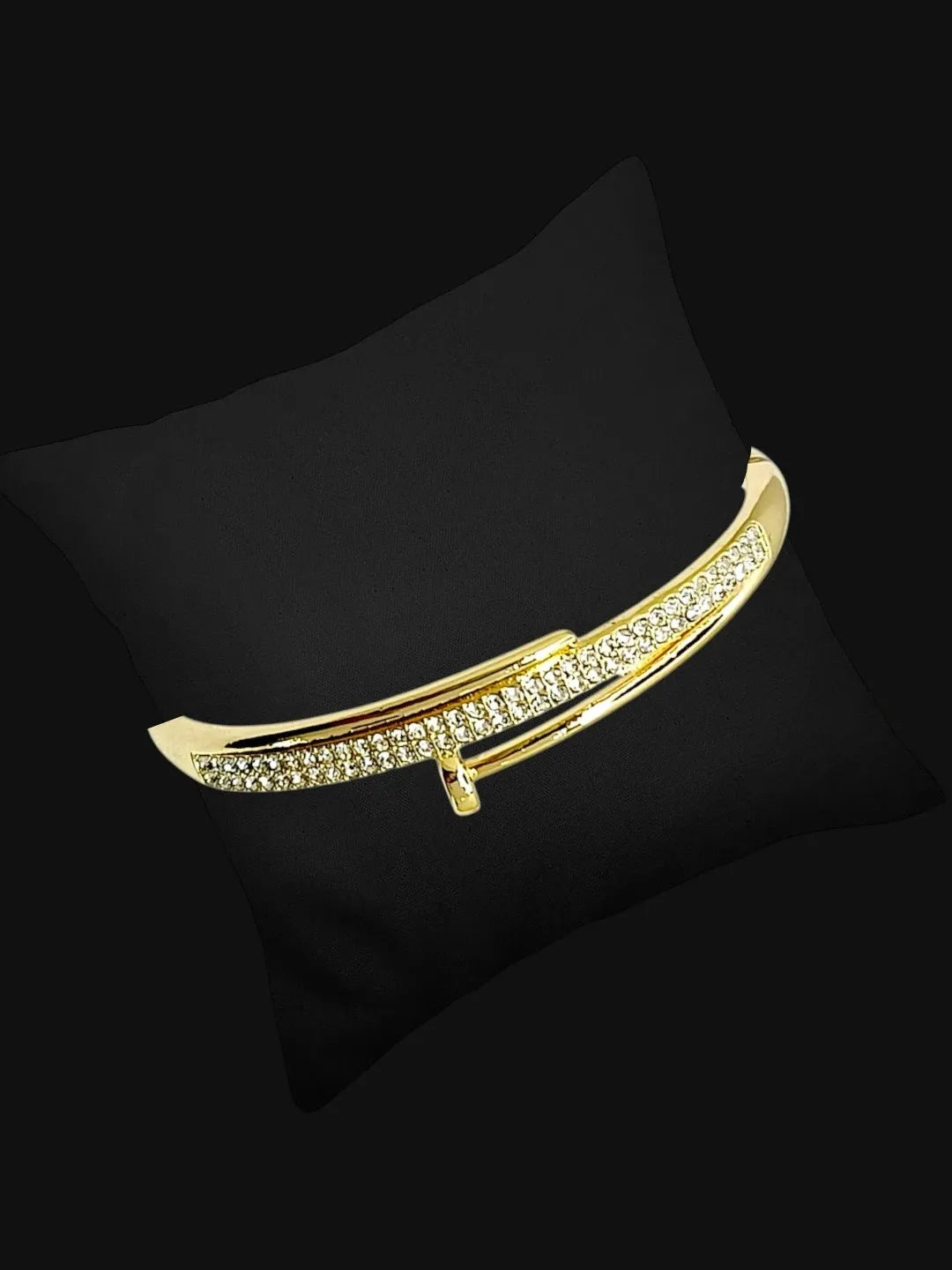 Gold Plated Anti Tarnish CZ Nail Design Bracelet