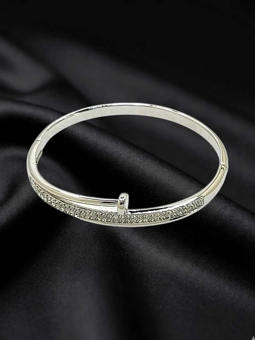 Silver Plated Anti Tarnish CZ Nail Design Bracelets