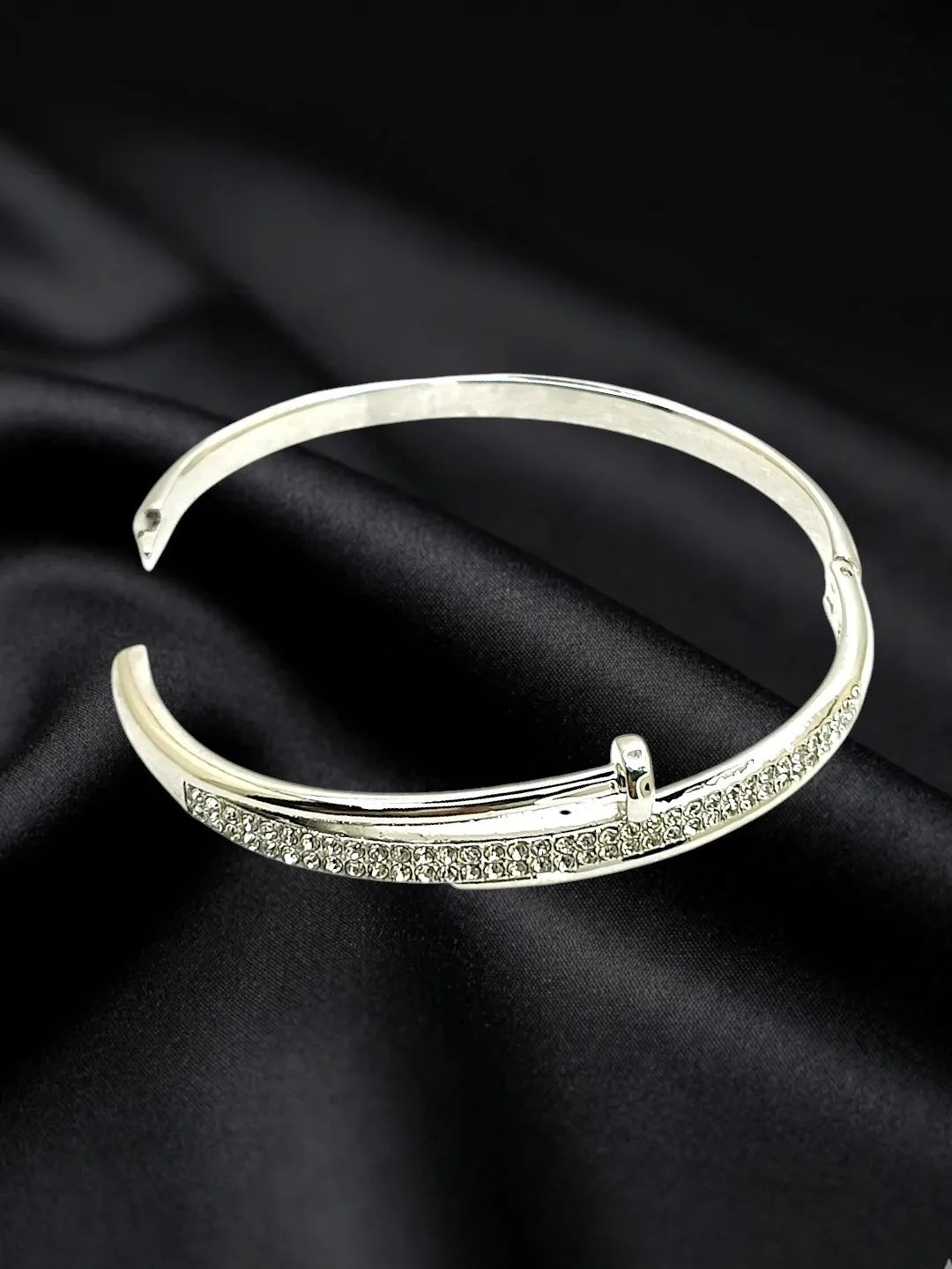 Silver Plated Anti Tarnish CZ Nail Design Bracelets