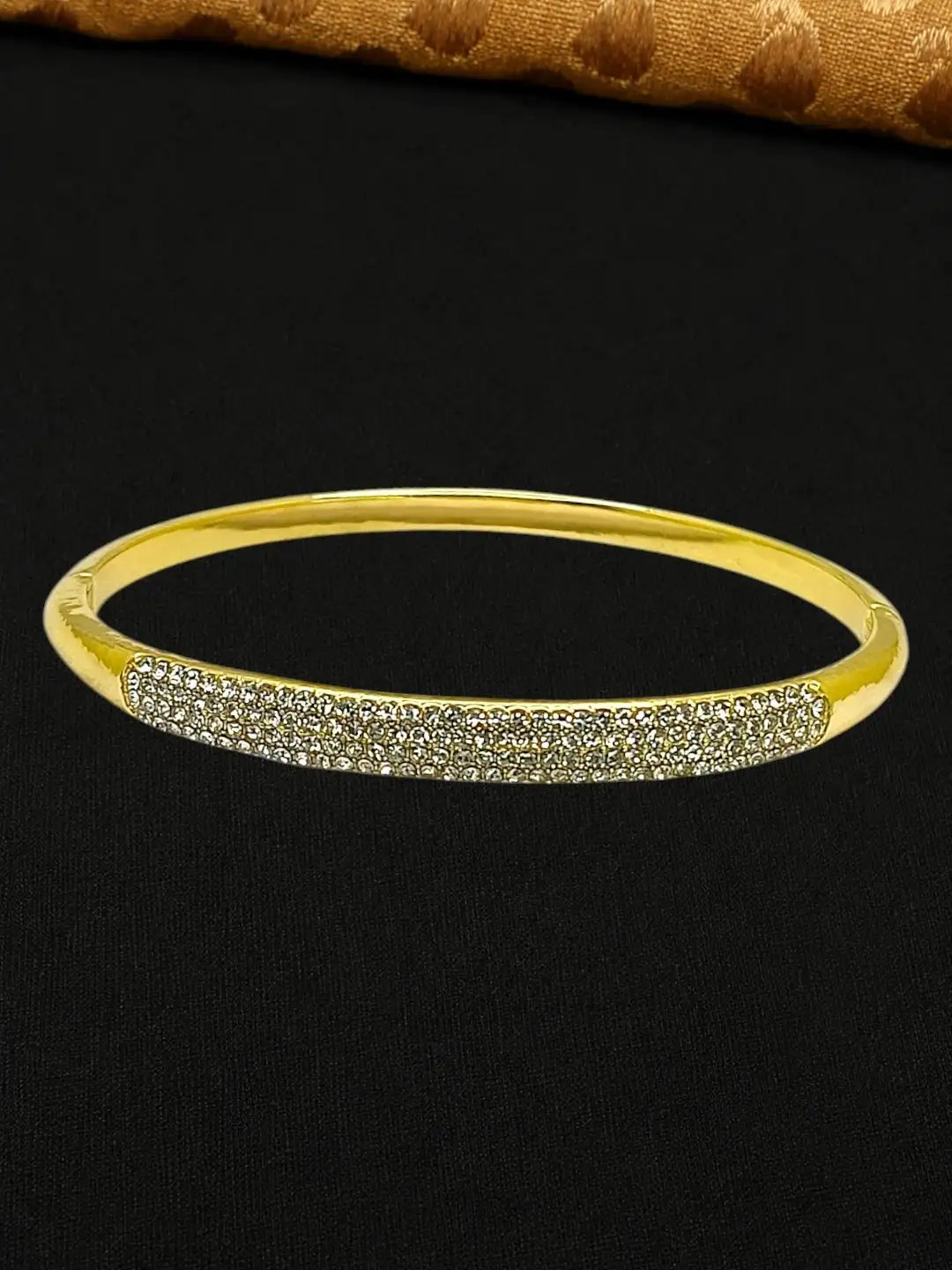 Gold Plated Anti Tarnish CZ Nail Design Bracelet