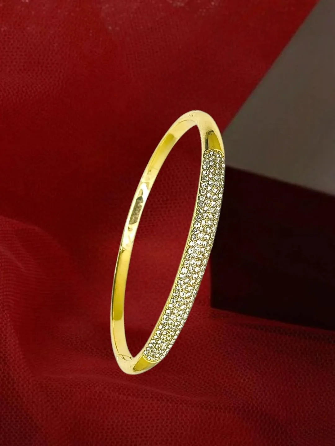Gold Plated Anti Tarnish CZ Nail Design Bracelet