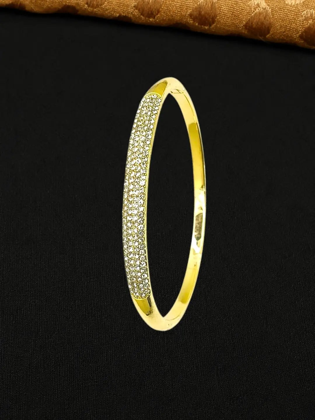 Gold Plated Anti Tarnish CZ Nail Design Bracelet