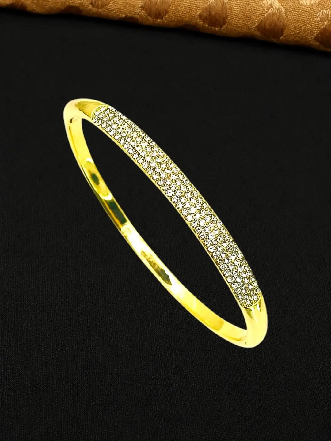 Gold Plated Anti Tarnish CZ Nail Design Bracelet