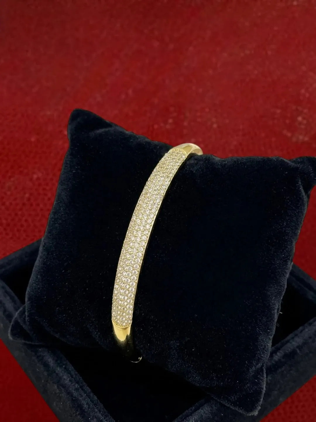 Gold Plated Anti Tarnish CZ Nail Design Bracelet