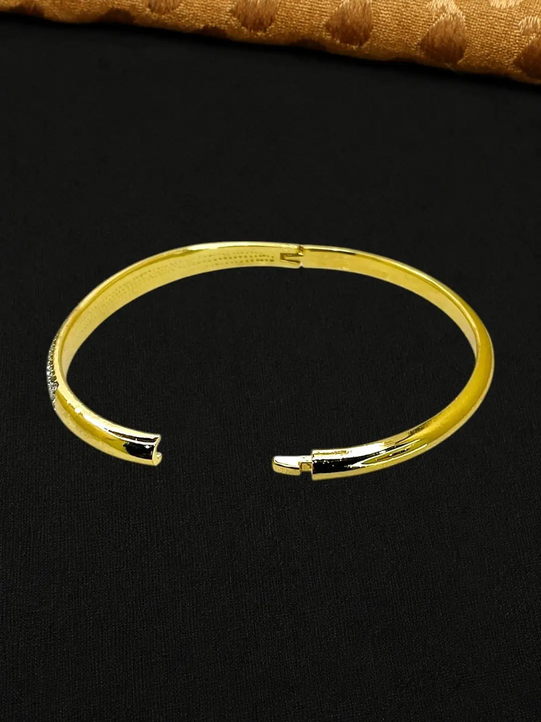 Gold Plated Anti Tarnish CZ Nail Design Bracelet