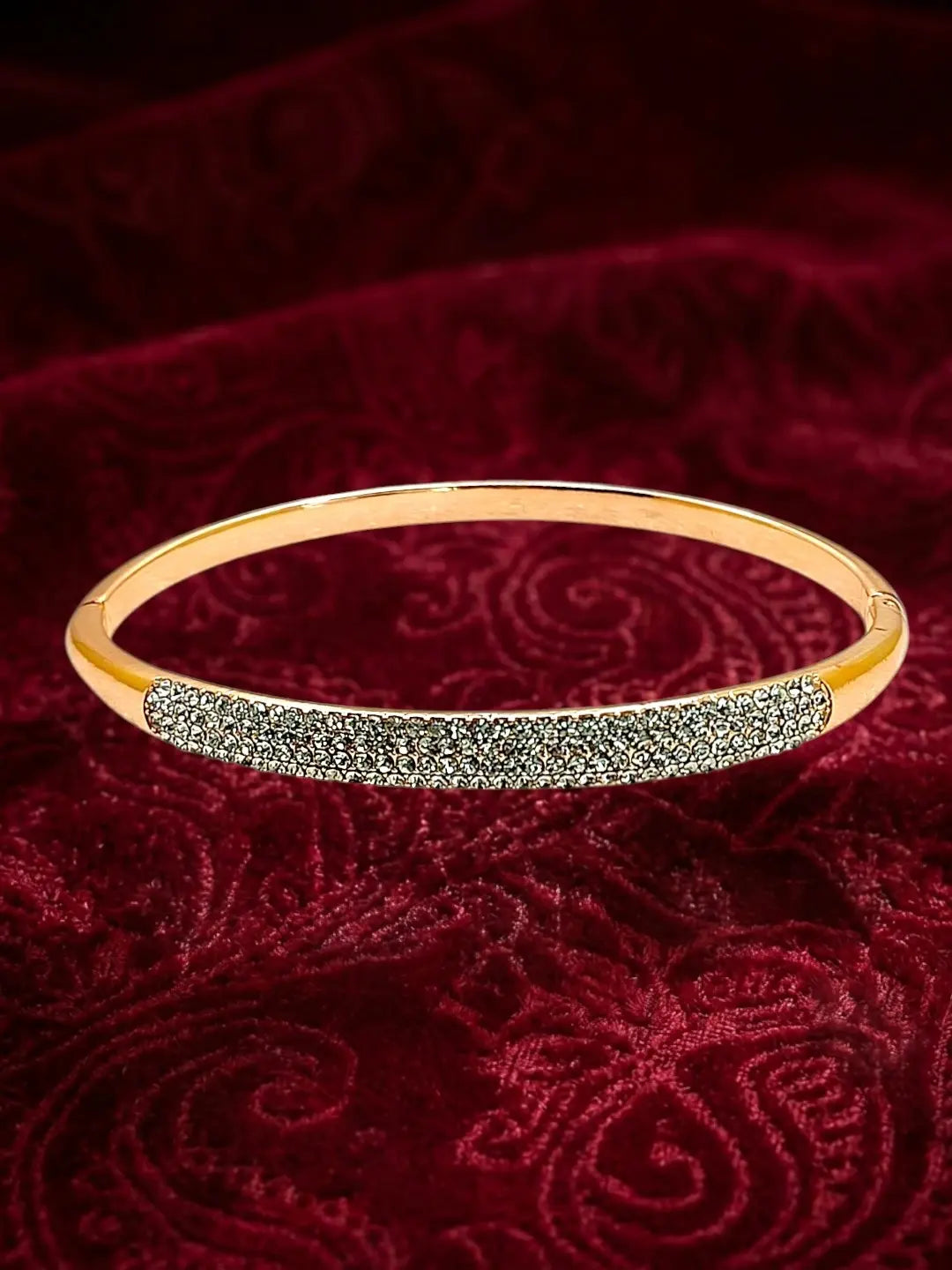 Rose Gold Plated Anti Tarnish CZ Nail Design Bracelet