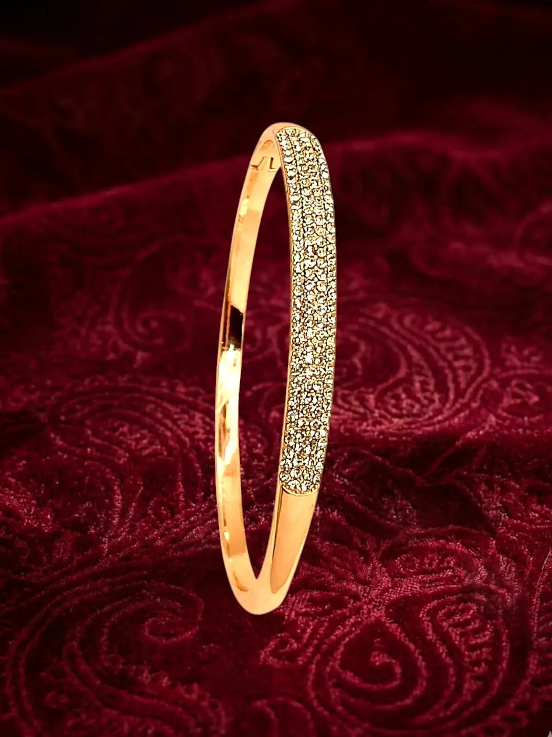 Rose Gold Plated Anti Tarnish CZ Nail Design Bracelet