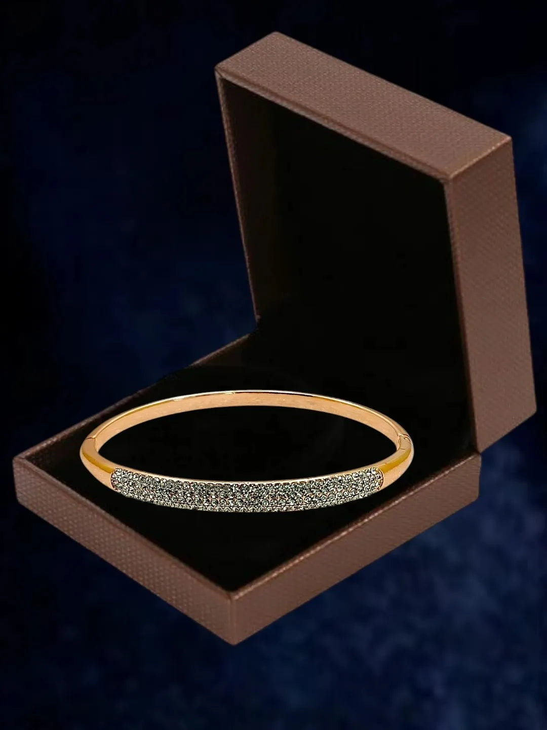 Rose Gold Plated Anti Tarnish CZ Nail Design Bracelet