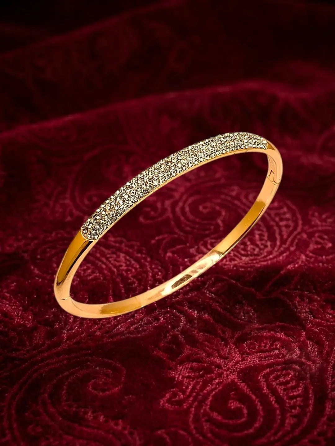 Rose Gold Plated Anti Tarnish CZ Nail Design Bracelet