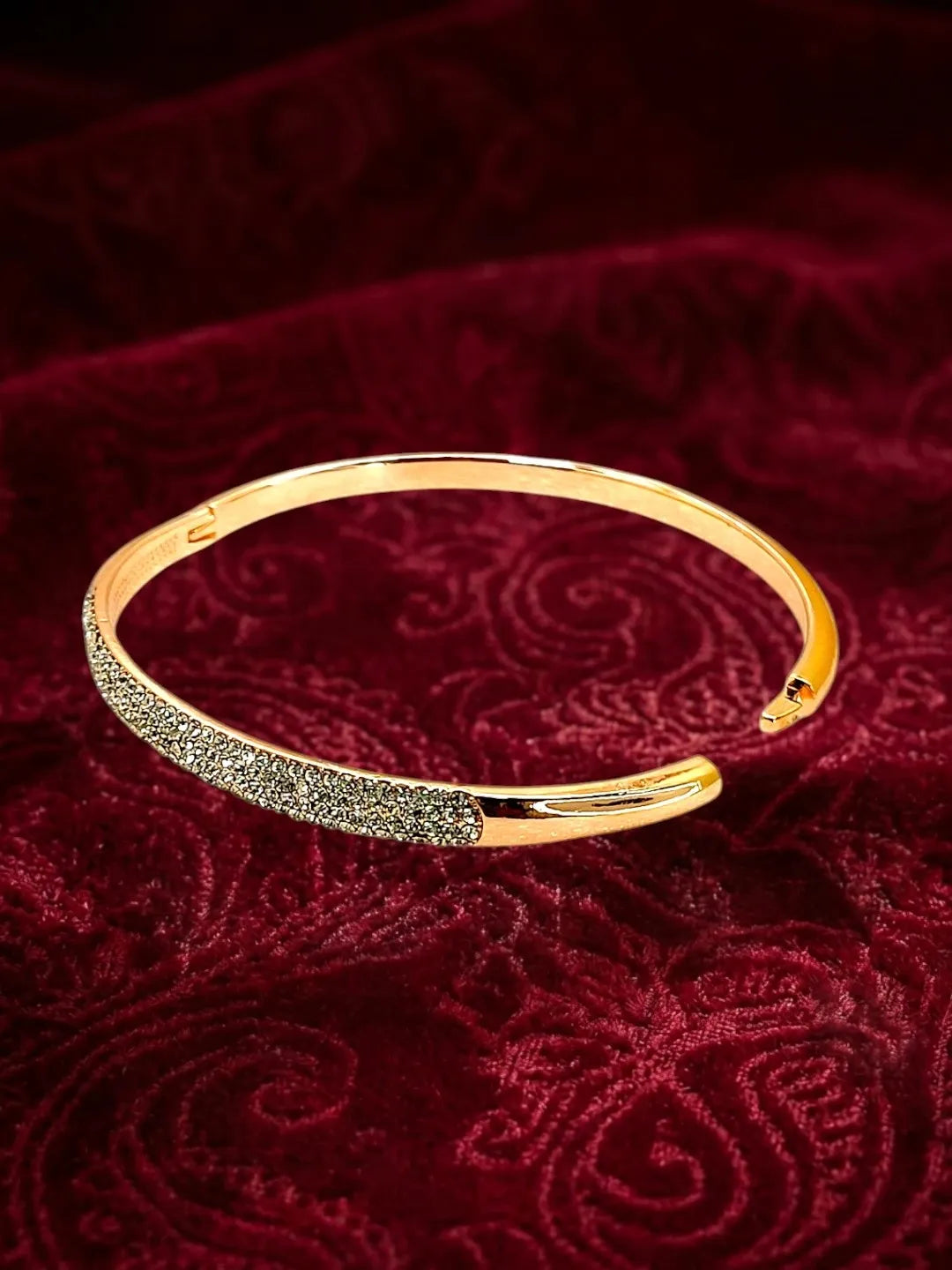 Rose Gold Plated Anti Tarnish CZ Nail Design Bracelet