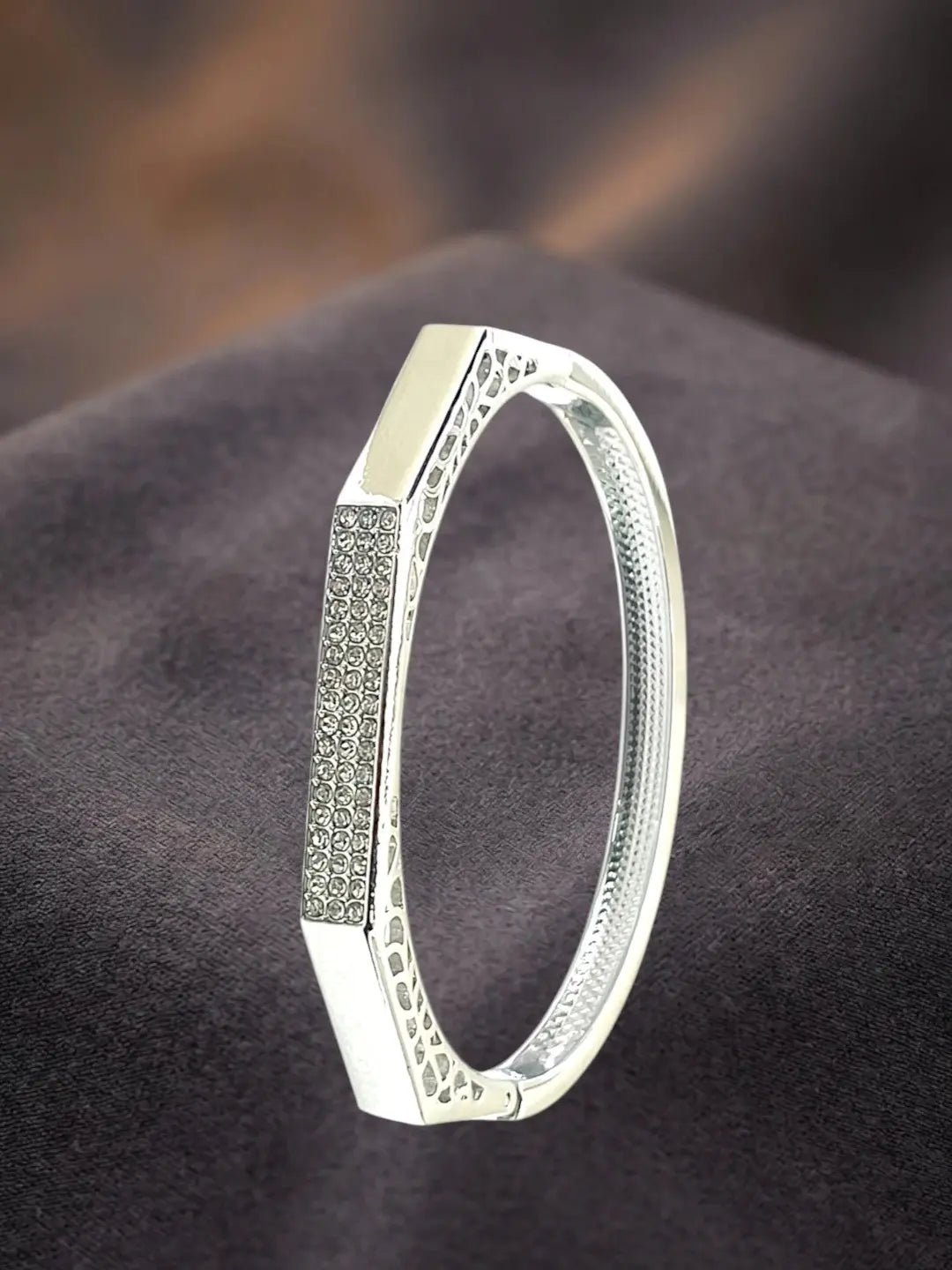 Silver Plated Octagonal Anti Tarnish CZ  Bracelet