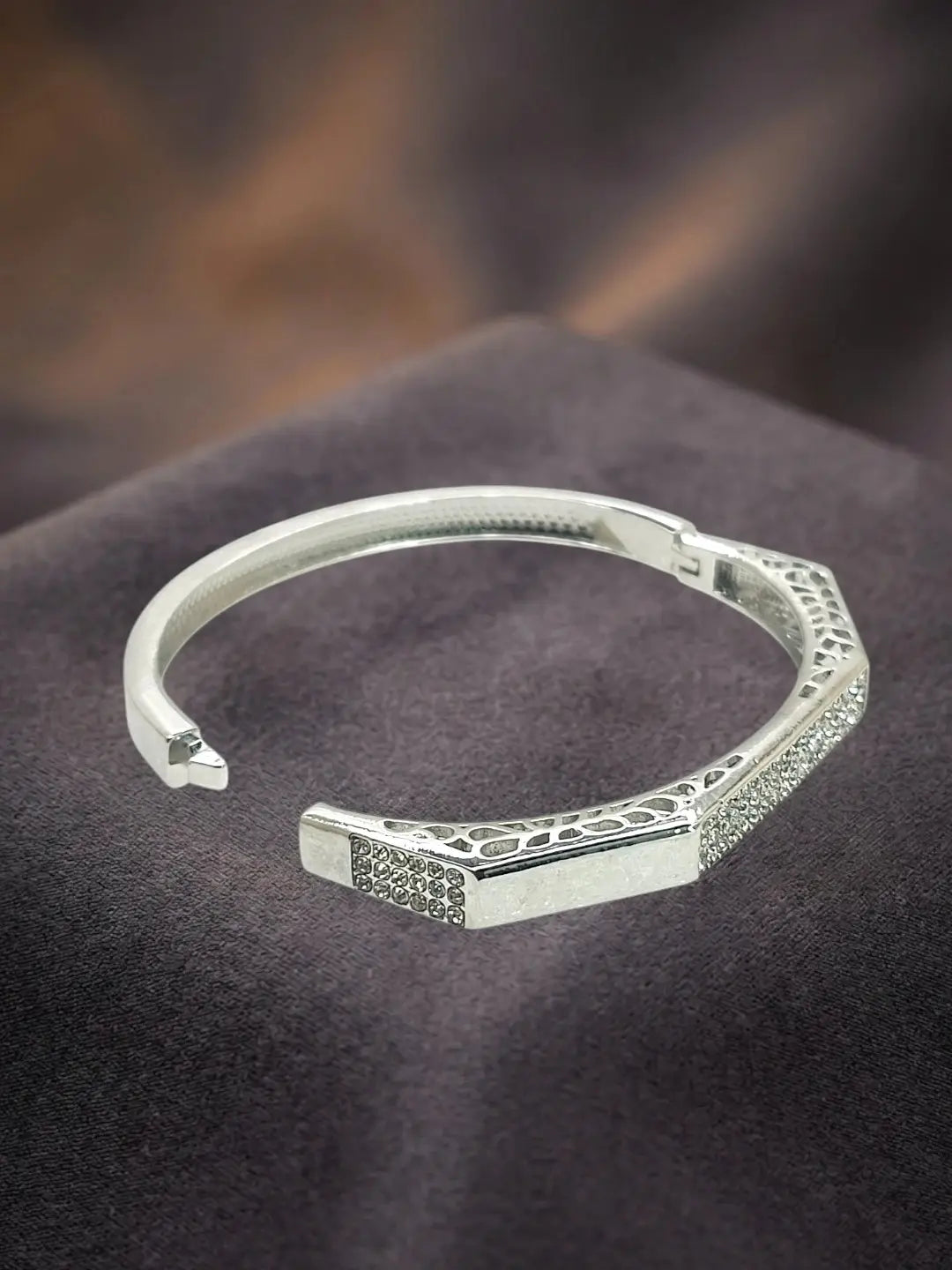 Silver Plated Octagonal Anti Tarnish CZ  Bracelet