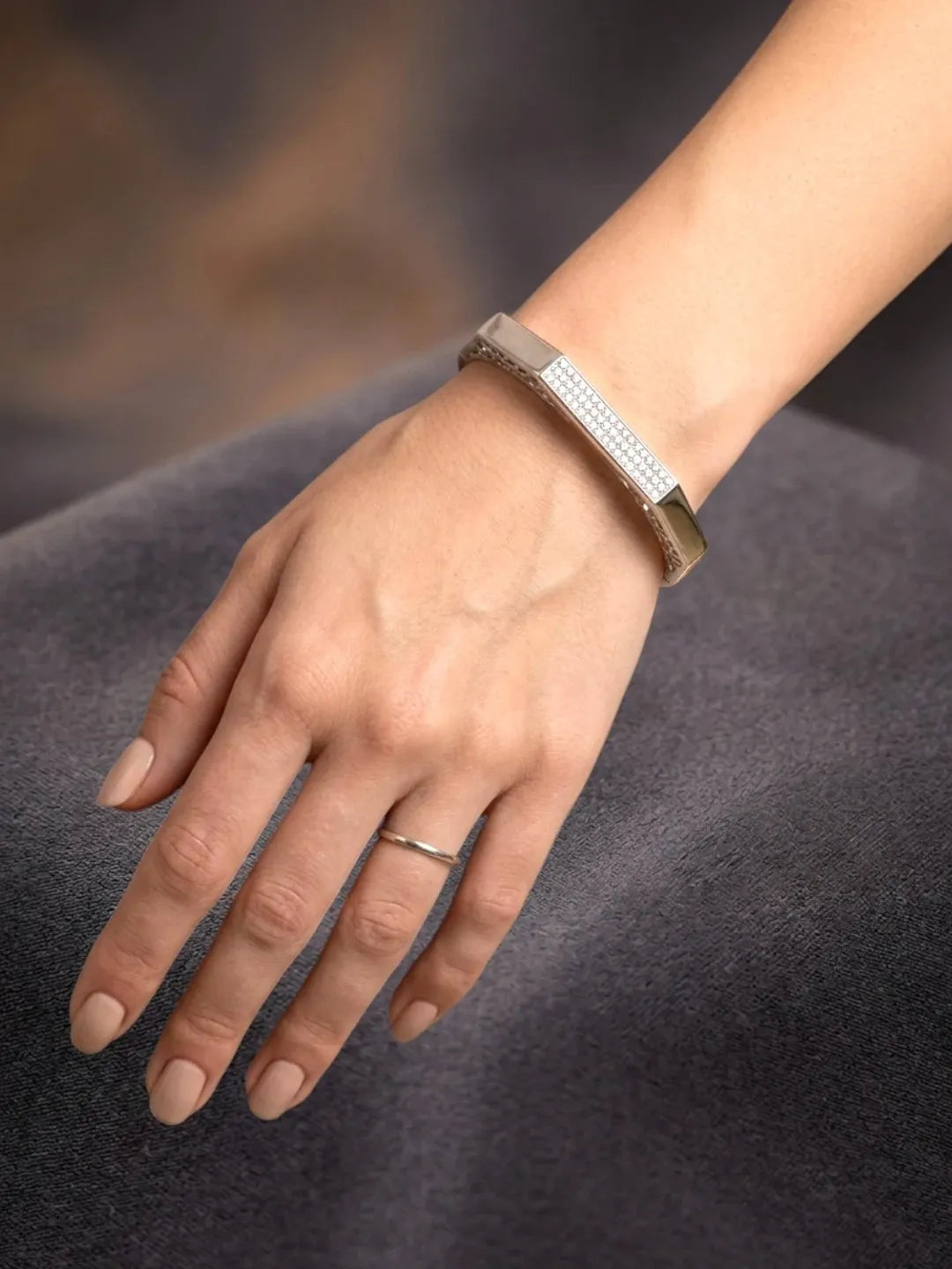 Silver Plated Octagonal Anti Tarnish CZ  Bracelet