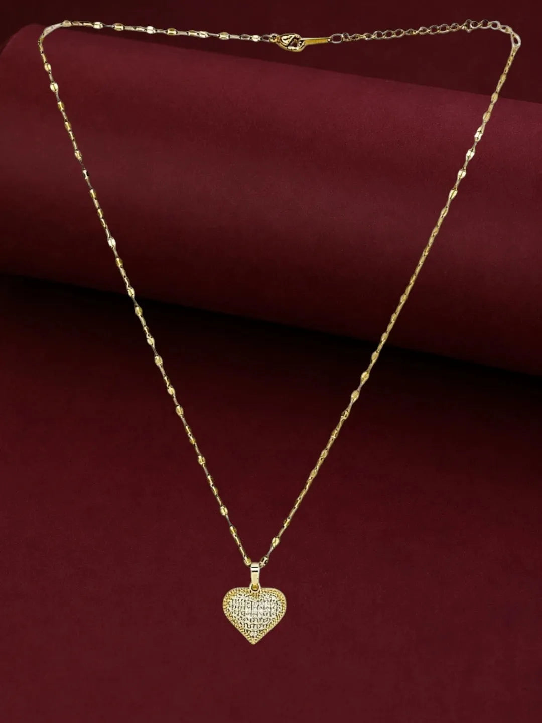 Gold Plated CZ Heart Pendant With Chain