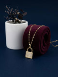 Gold Plated CZ Lock Pendant With Chain