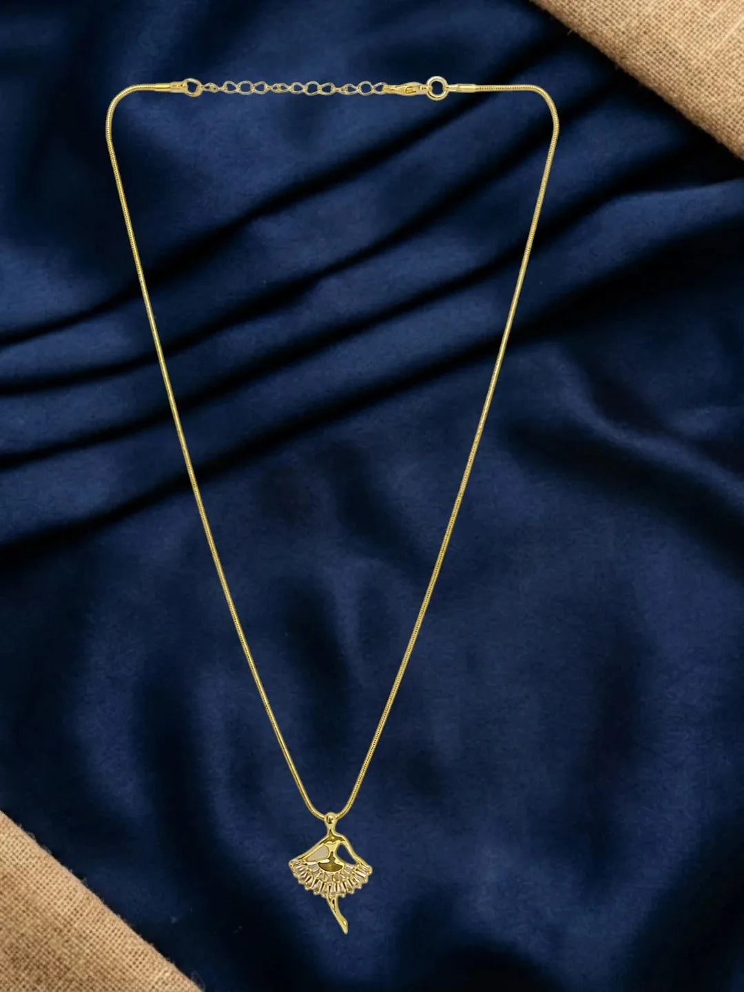 Gold Plated CZ Ballerina Pendant With Chain