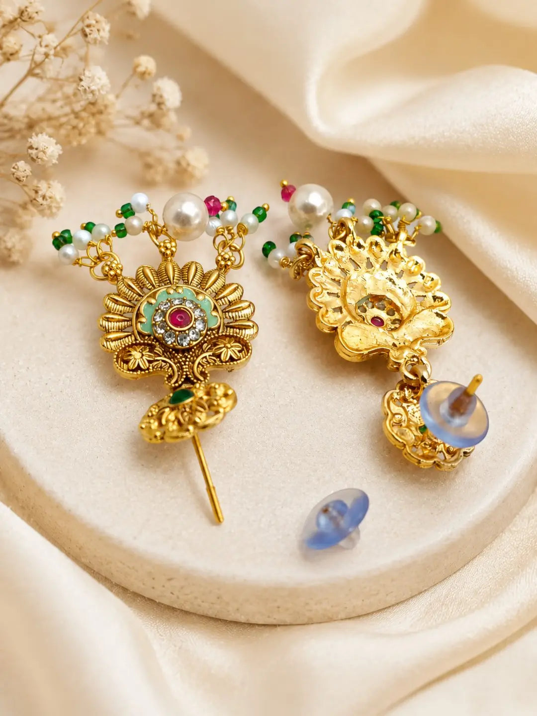 Gold Plated Jaipuri Meenakari Choker Necklace Set with Matching Drop Earrings