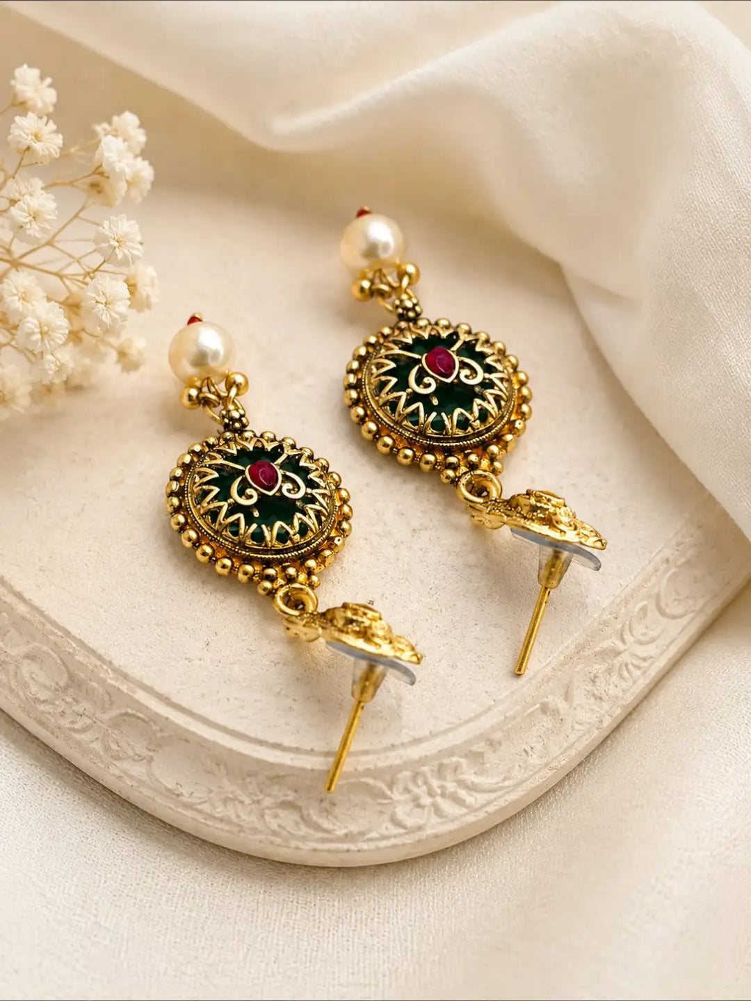 Gold Plated Rajwadi Heritage Choker Necklace Set with Matching Earrings