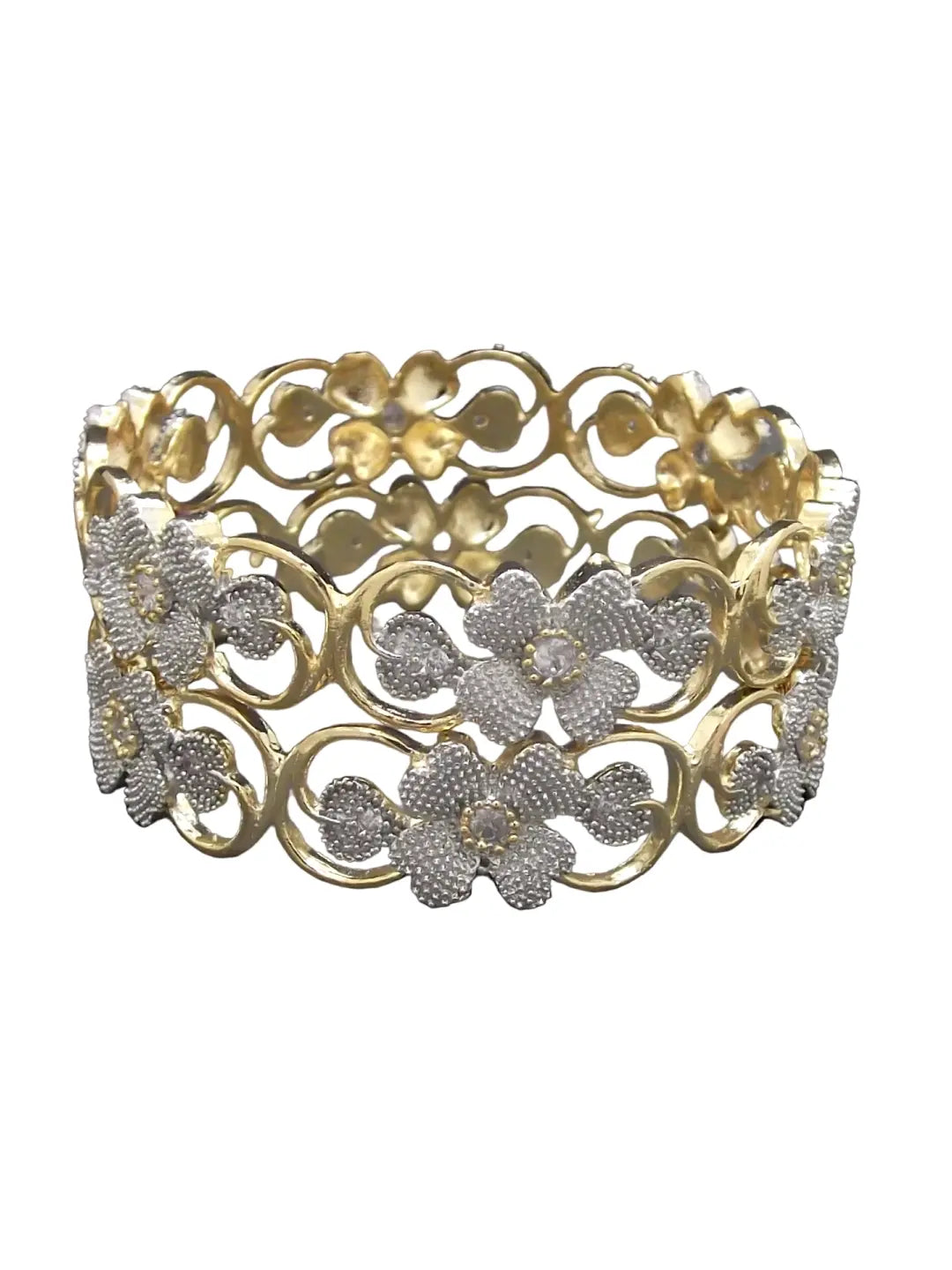 Silver Floral Bangles