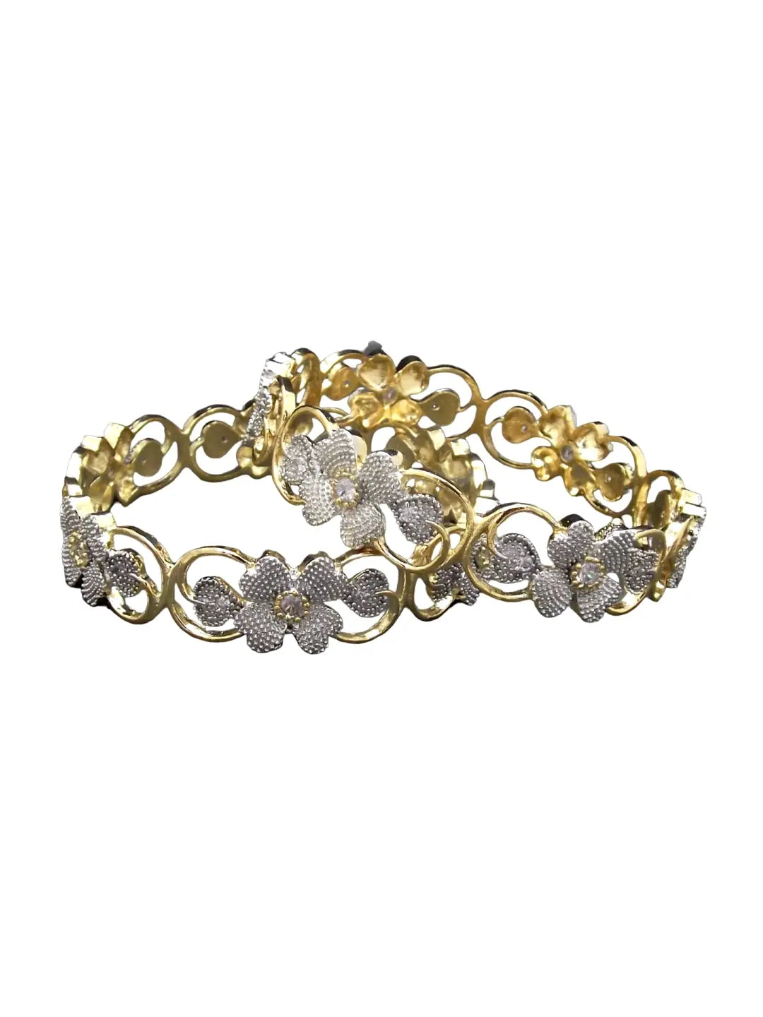 Silver Floral Bangles