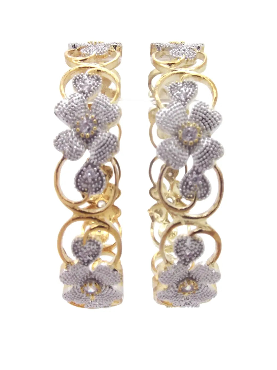 Silver Floral Bangles