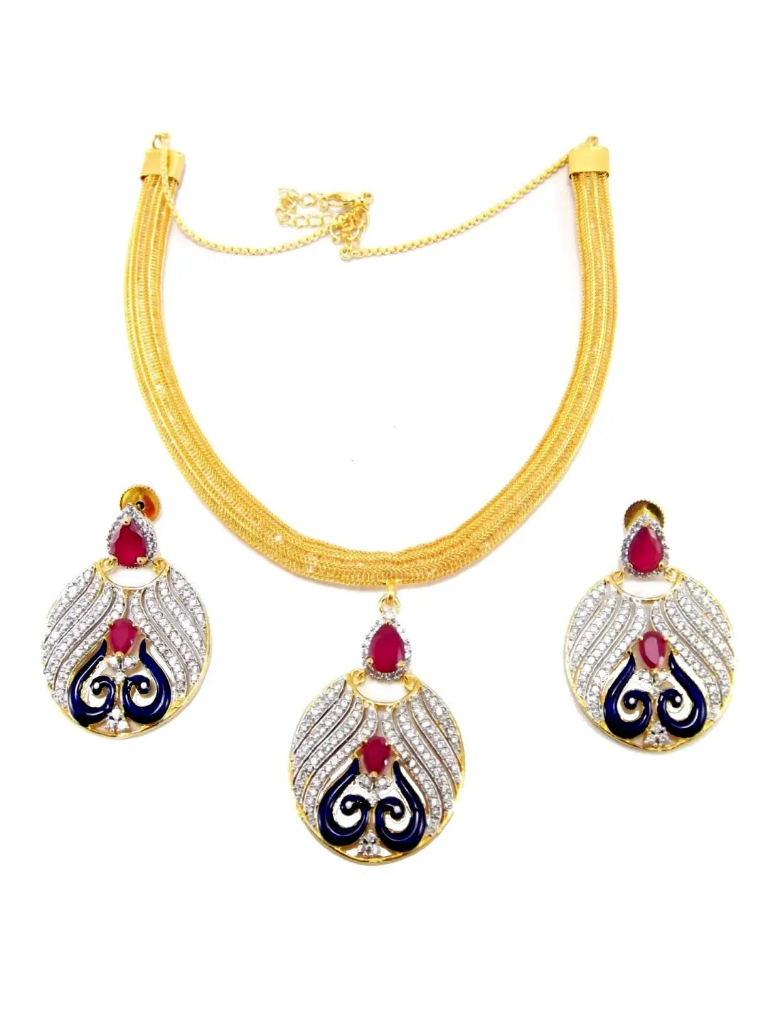 CZ Adorned Gold Plated Necklace Set