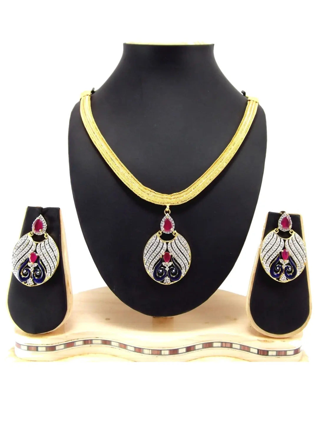 CZ Adorned Gold Plated Necklace Set