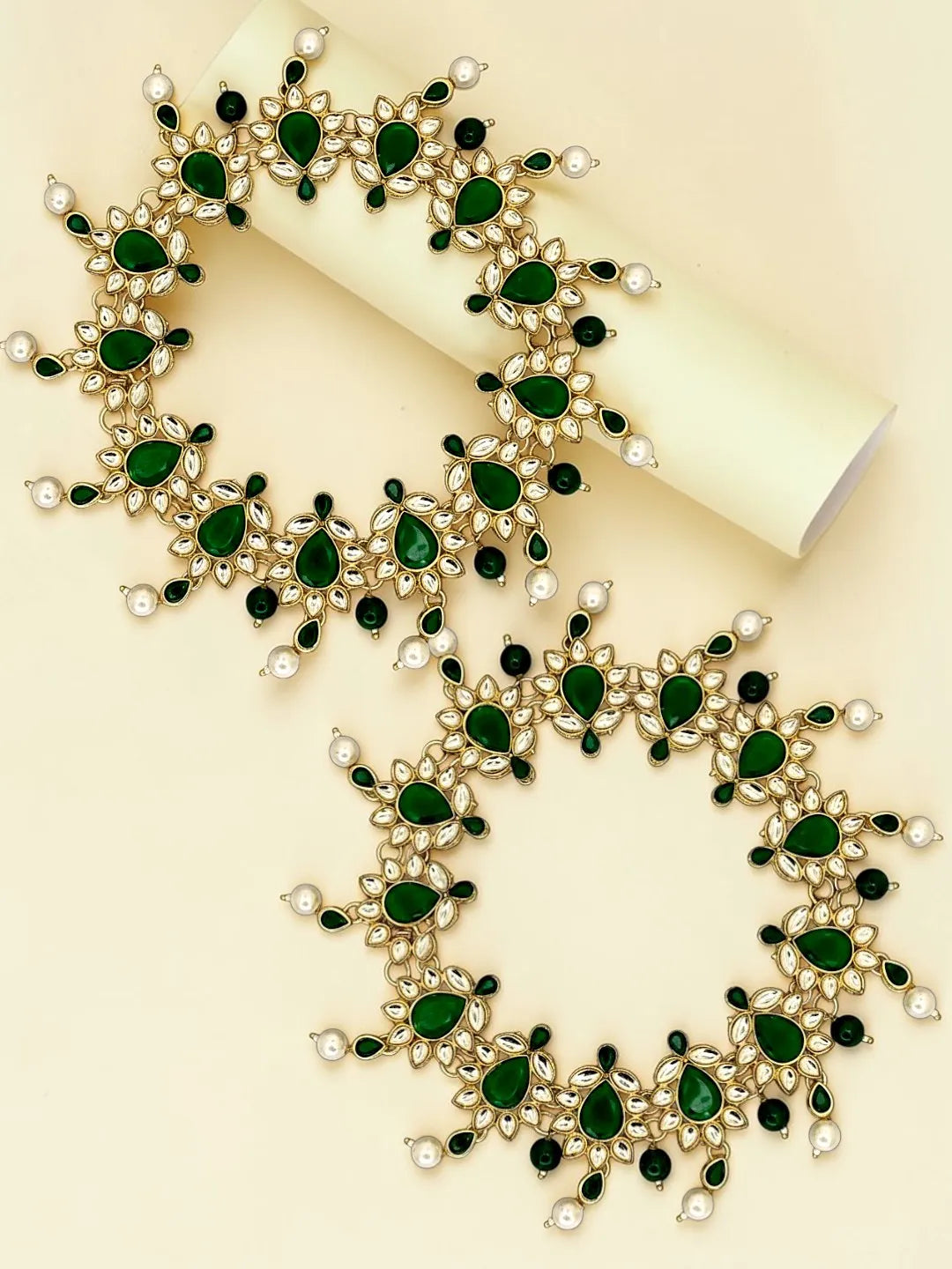 Gold-Plated Kundan Anklet