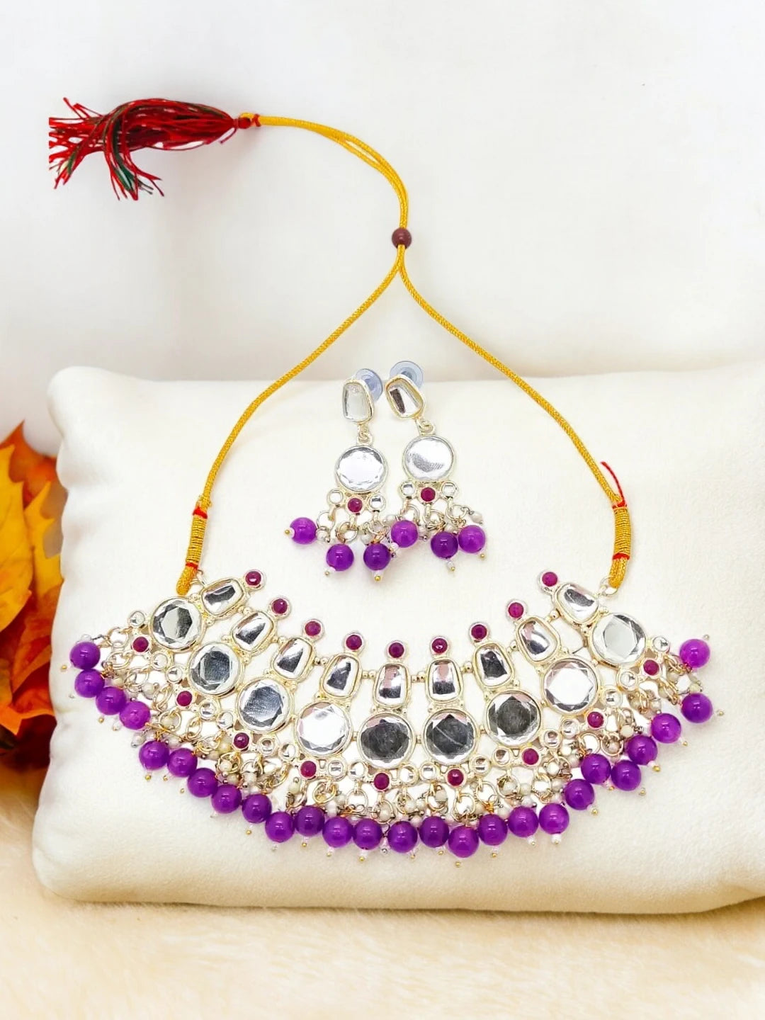 Puple Kundan Jewellery Set
