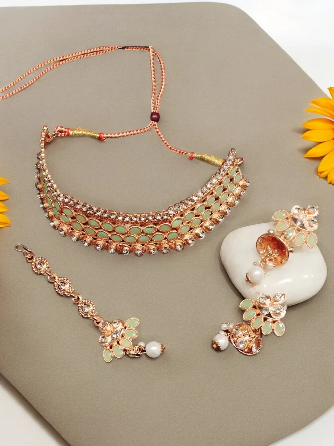 Green Choker Necklace Set