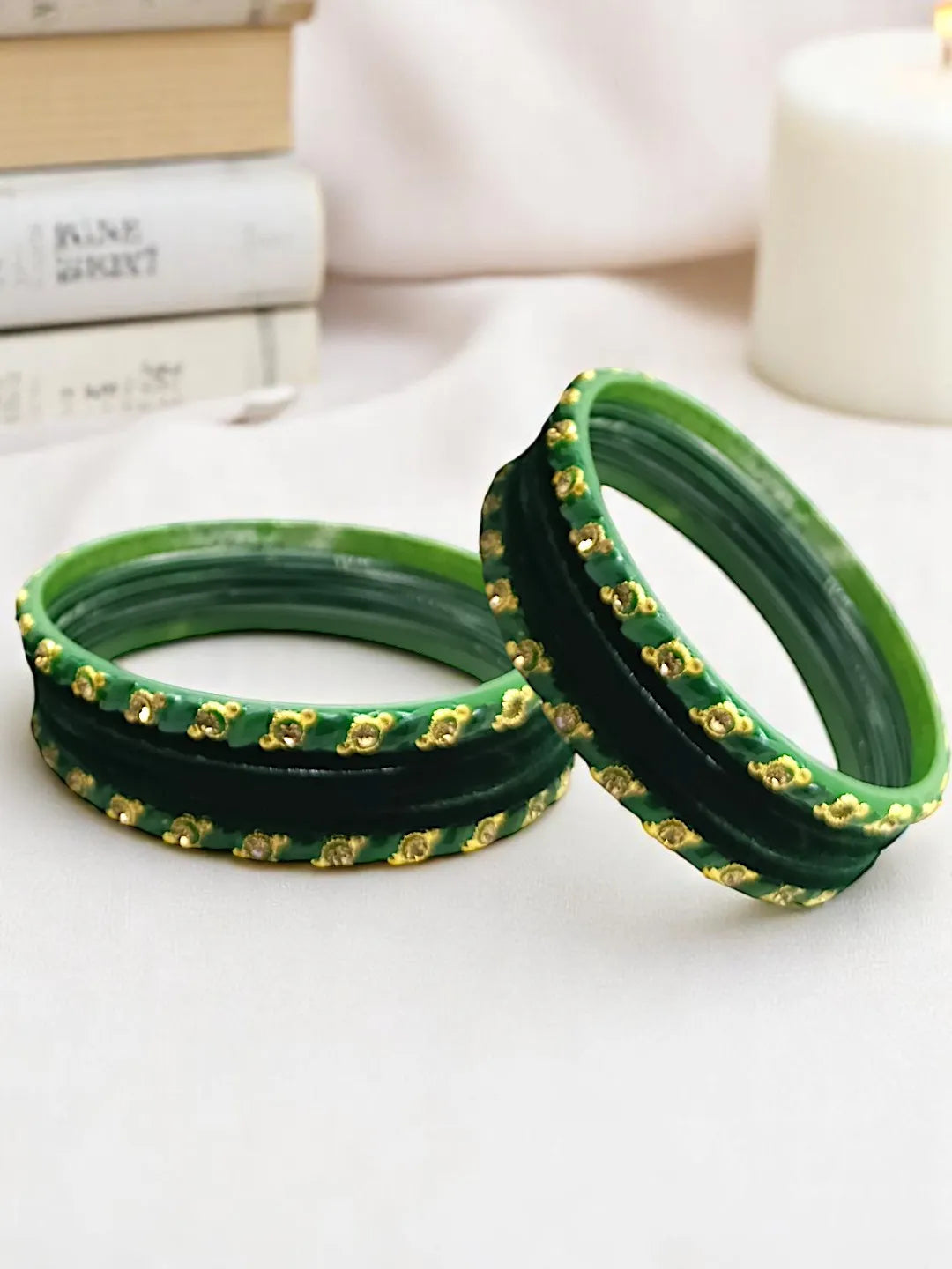 Set Of 12 Velvet Bangles