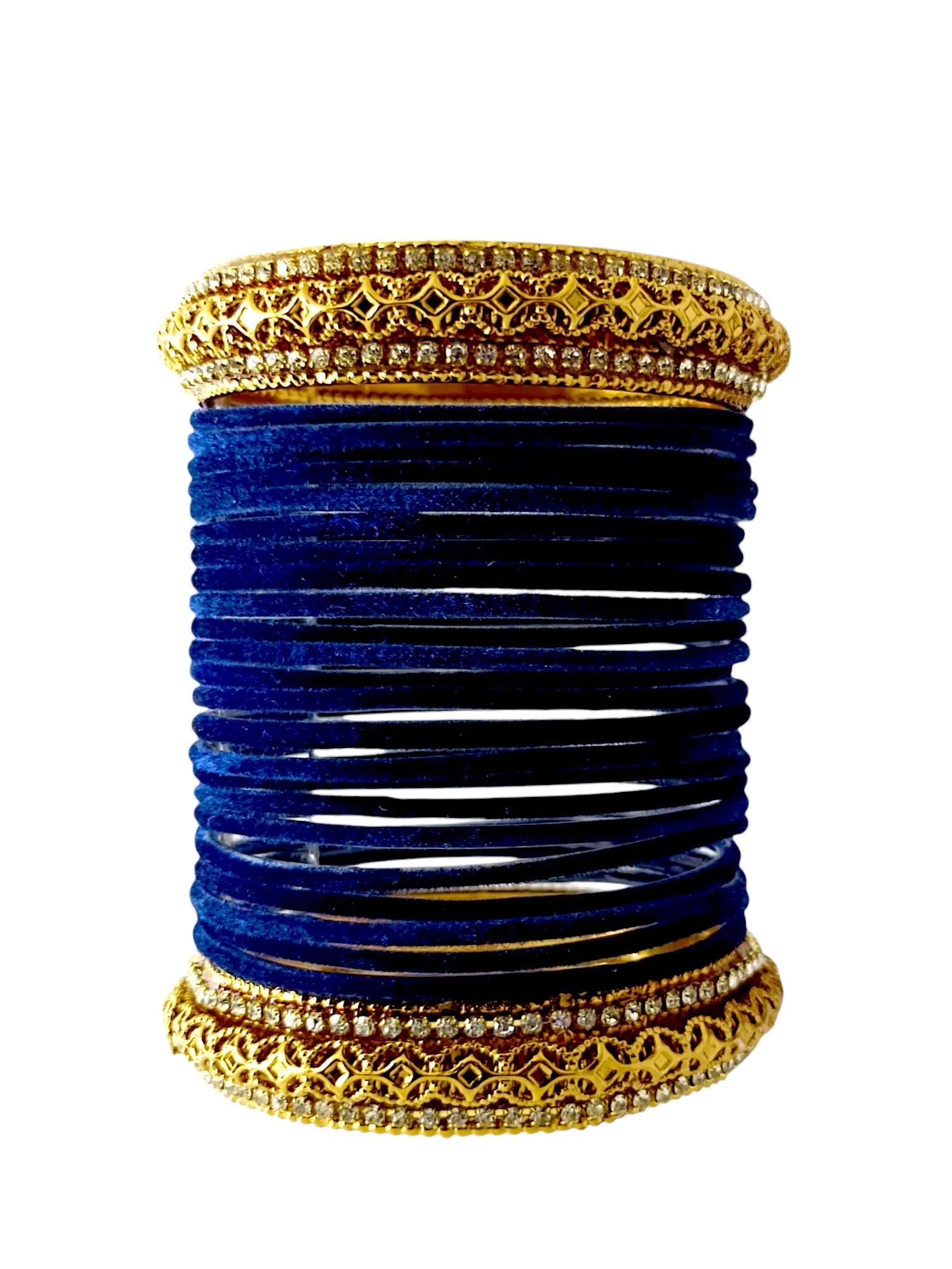 Set Of 24 Gold Plated Velvet Bangles
