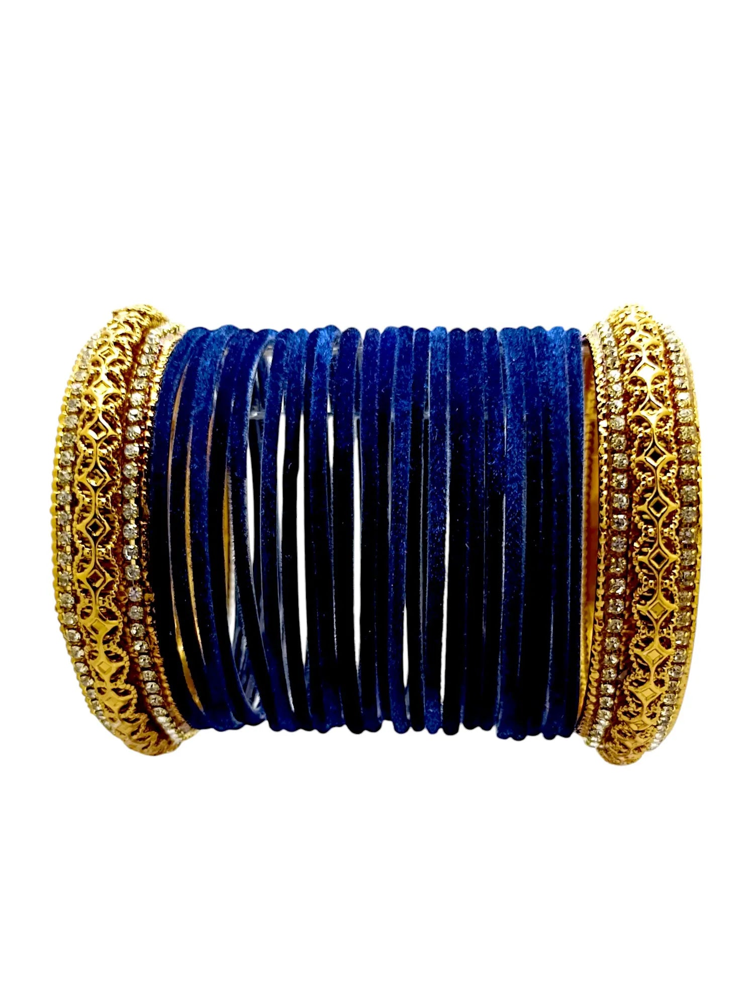 Set Of 24 Gold Plated Velvet Bangles
