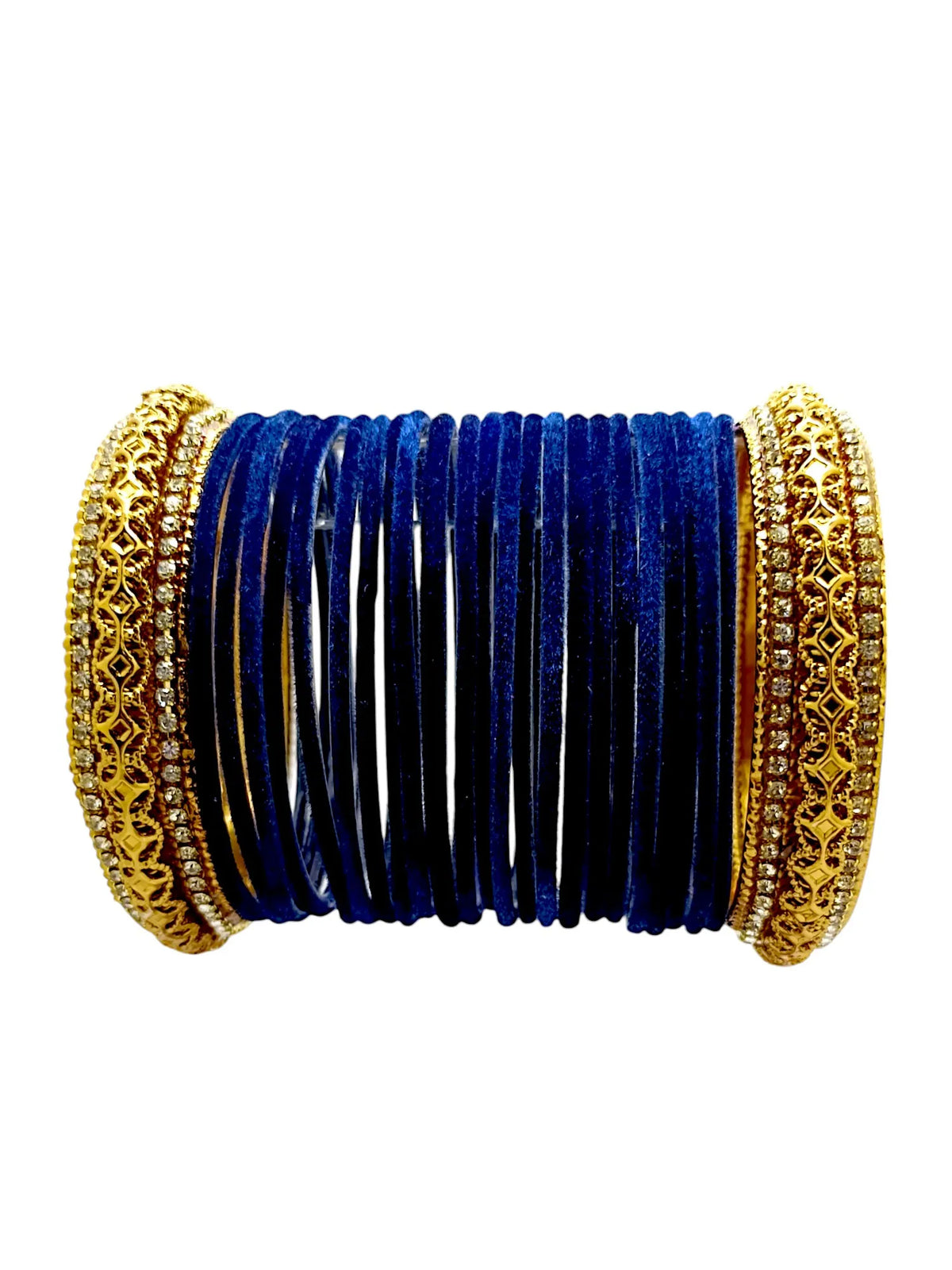 Set Of 24 Gold Plated Velvet Bangles