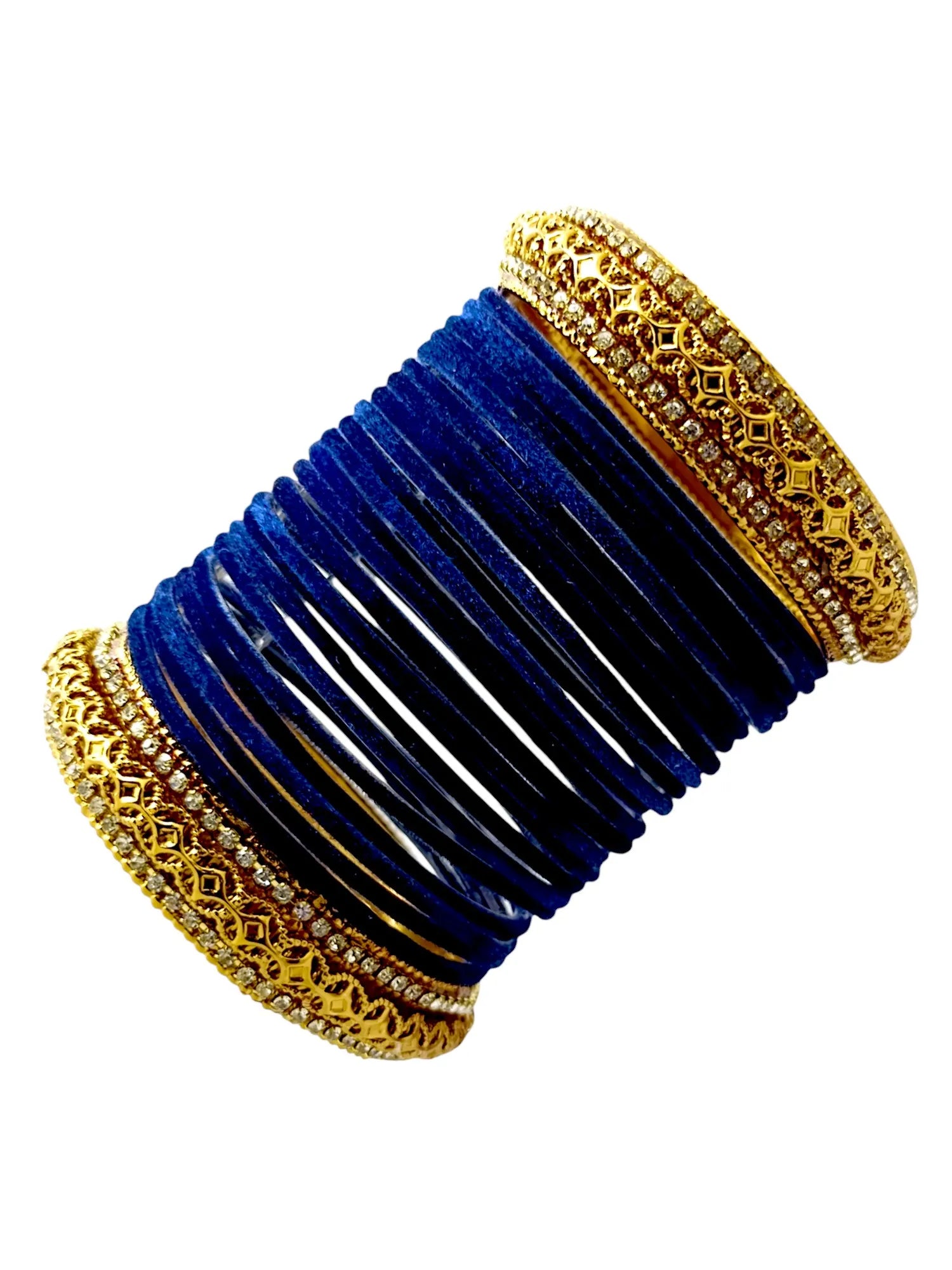 Set Of 24 Gold Plated Velvet Bangles