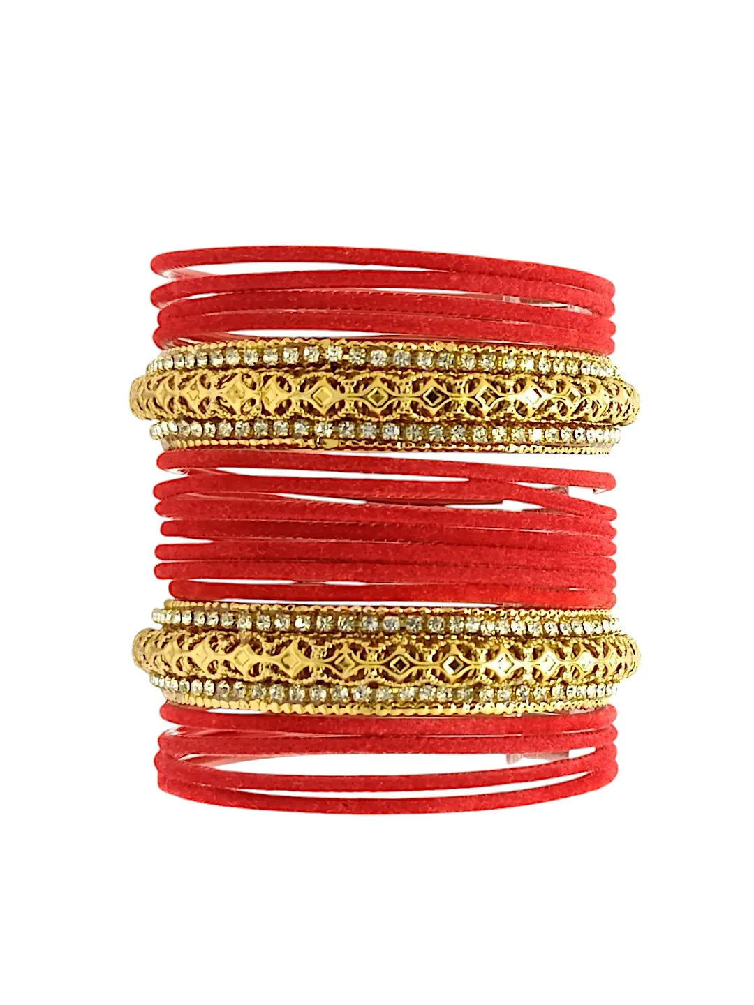 Set Of 16 Artificial Stone Studded Bangles