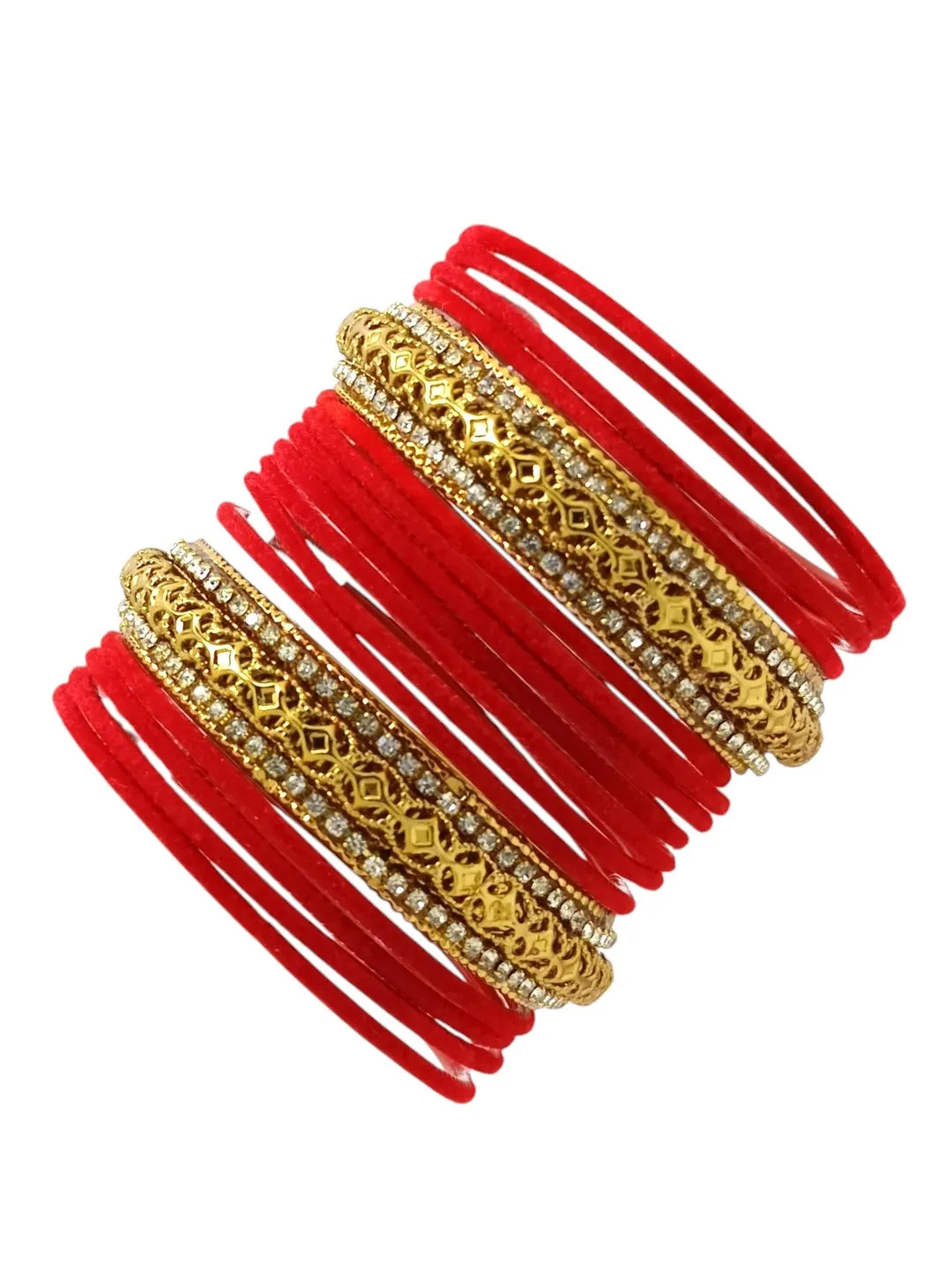 Set Of 16 Artificial Stone Studded Bangles