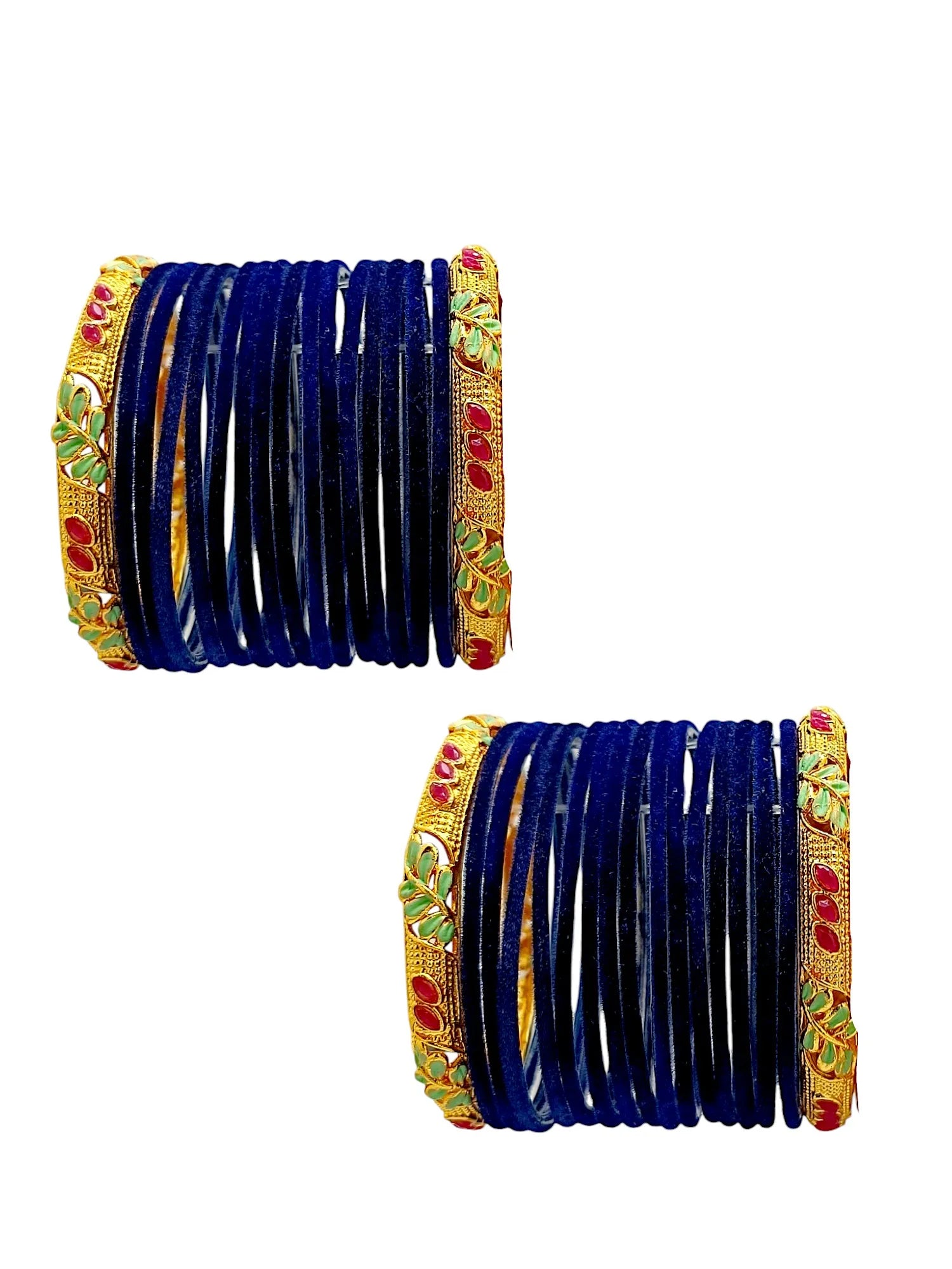 Set Of 32 Gold-Plated Stone-Studded Bangles