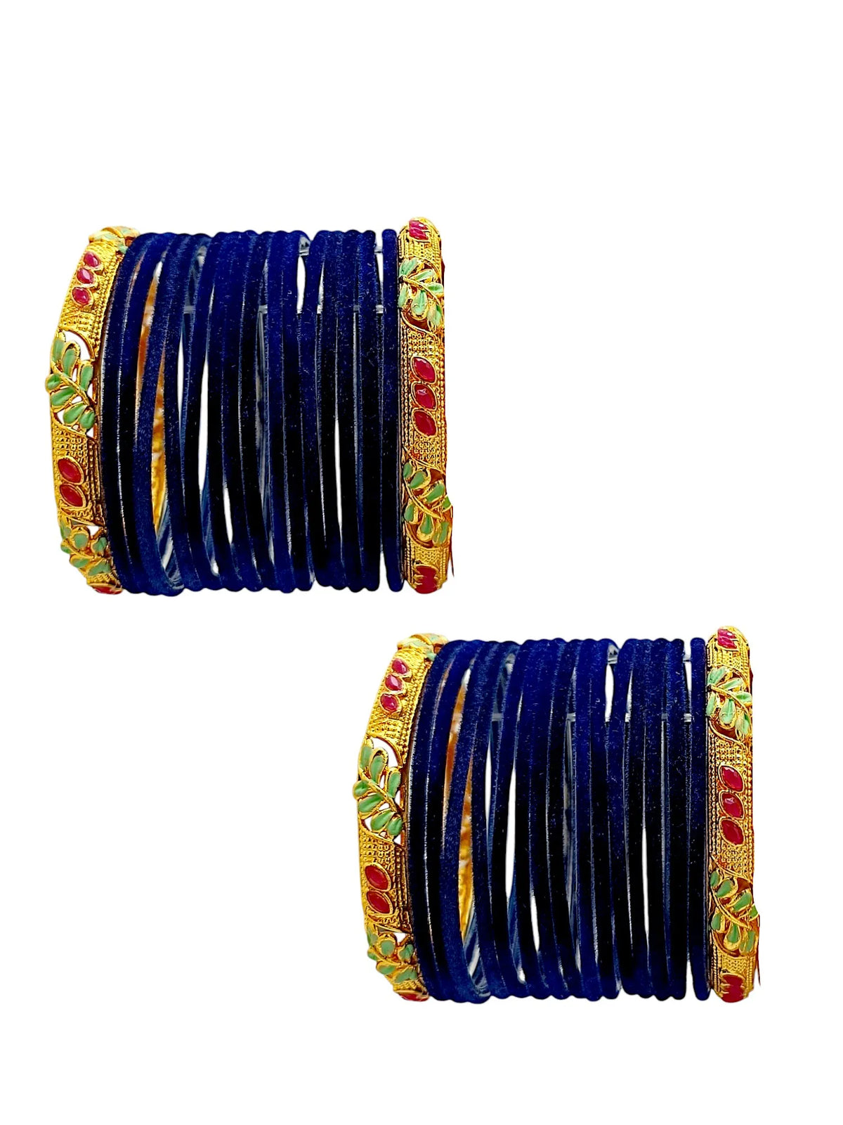 Set Of 32 Gold-Plated Stone-Studded Bangles