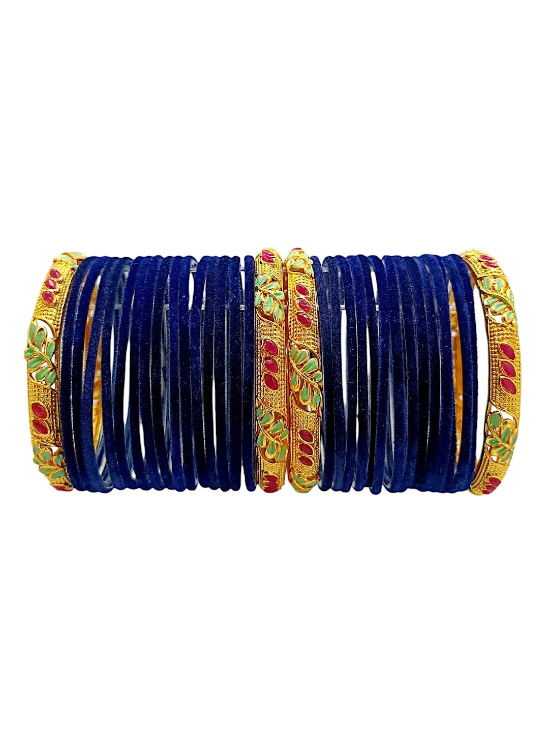 Set Of 32 Gold-Plated Stone-Studded Bangles