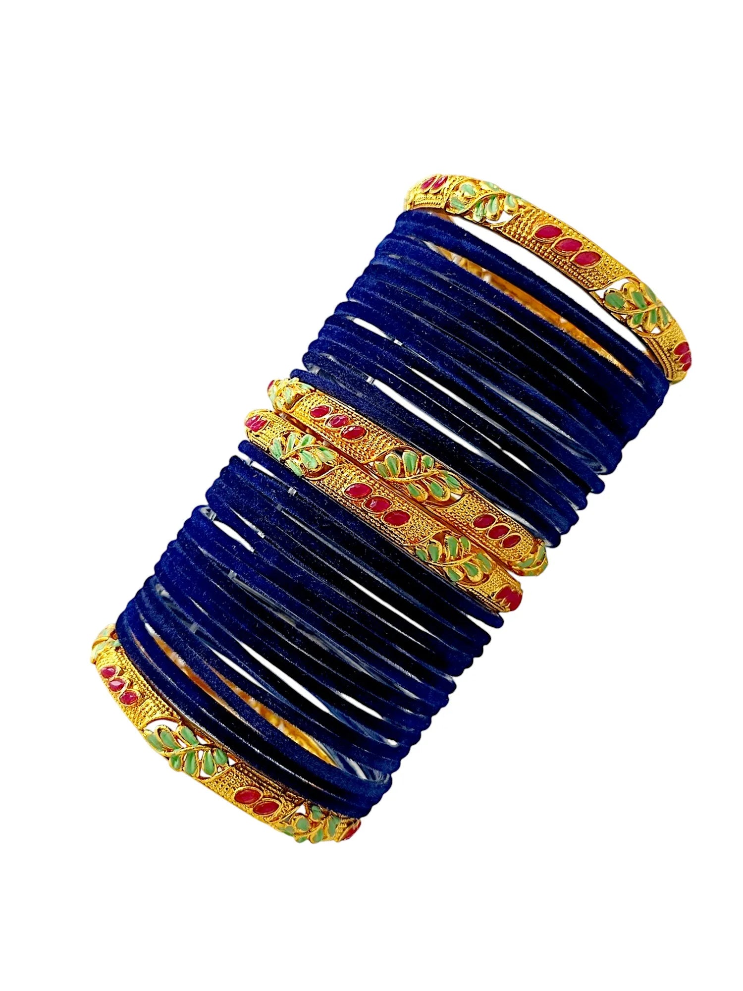 Set Of 32 Gold-Plated Stone-Studded Bangles