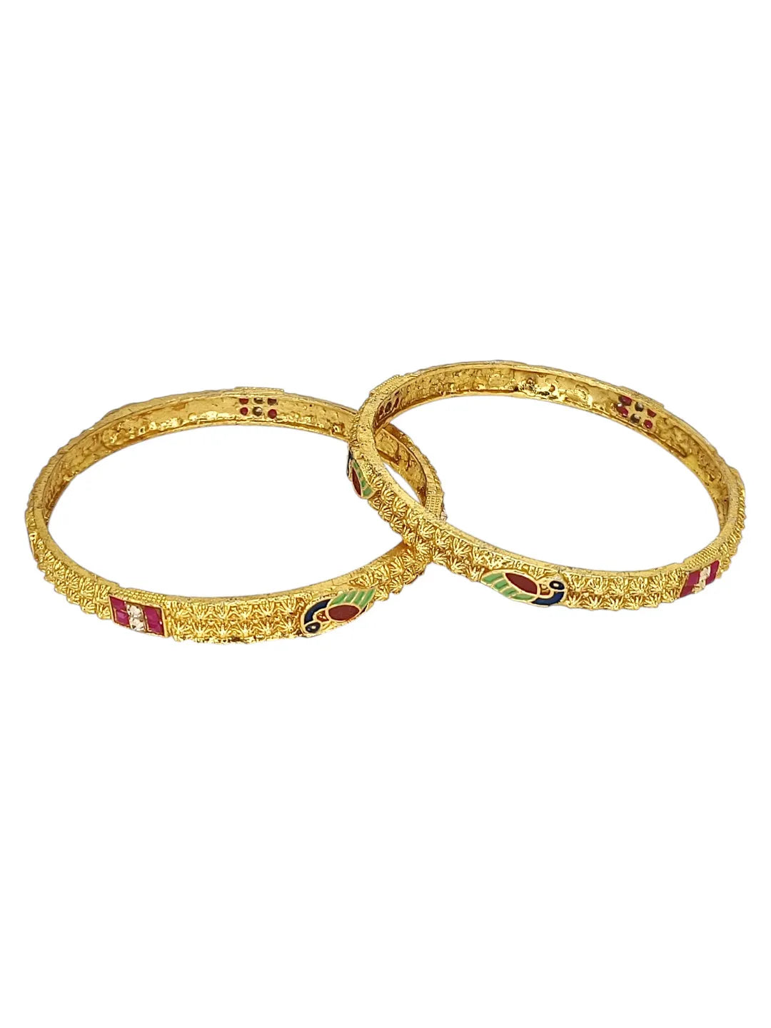 Set Of 2 Gold Plated Peacock Design Bangle Set