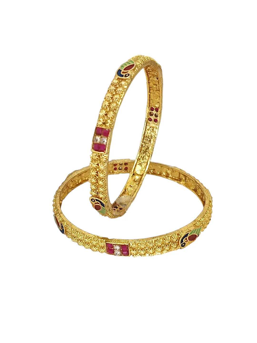 Set Of 2 Gold Plated Peacock Design Bangle Set
