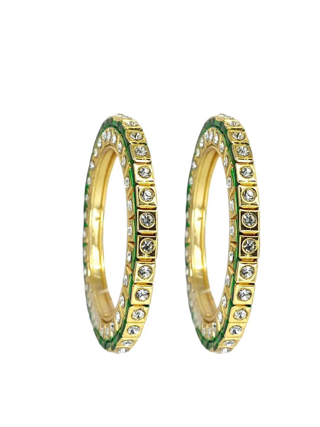 Set Of 2 Gold Plated Square Design Bangle Set