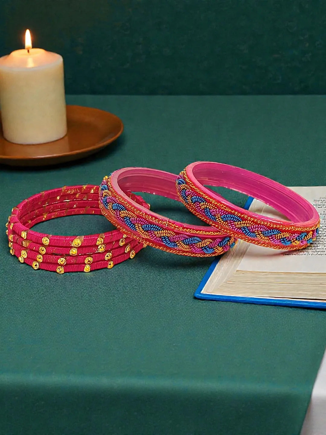 Set of 6 Beaded Thread Work Bangles